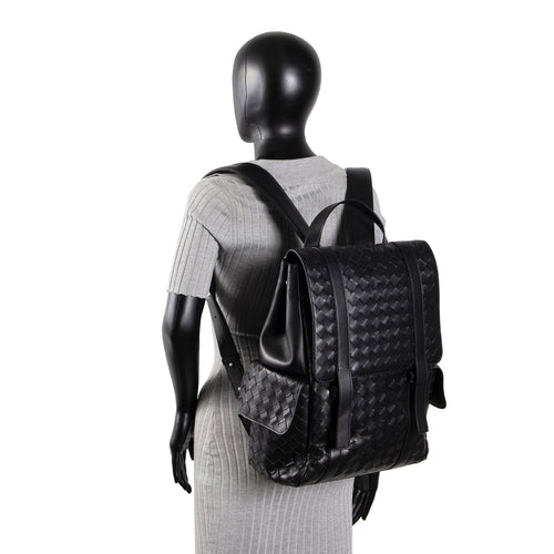 BT VENETA Leather Intrecciato Back To School Backpack - Black