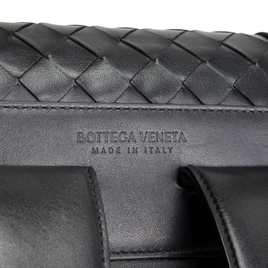 BT VENETA Leather Intrecciato Back To School Backpack - Black
