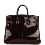Birkin 25 Bordeaux Shiny Niloticus Crocodile Gold Hardware