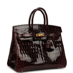 Birkin 25 Bordeaux Shiny Niloticus Crocodile Gold Hardware