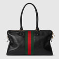 Borsetto large boston bag in black leather