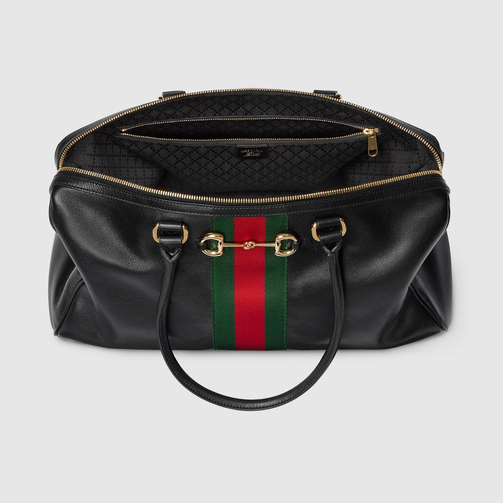 Borsetto large boston bag in black leather