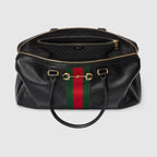 Borsetto large boston bag in black leather