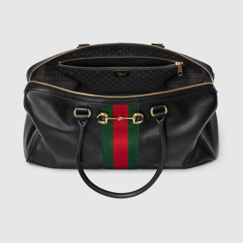 Borsetto large boston bag in black leather
