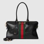 Borsetto large boston bag in black leather