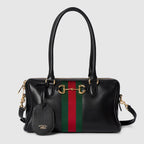 Borsetto medium boston bag in black leather