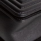 CH Boy Bag Medium Quilted Caviar - Black