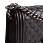 CH Boy Bag Medium Quilted Caviar - Black