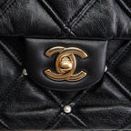 CH CC Flap Pearl Studded Quilted Lambskin - Black