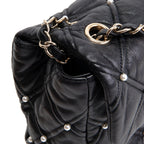 CH CC Flap Pearl Studded Quilted Lambskin - Black