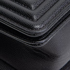 CH Caviar Medium Boy Bag - Black