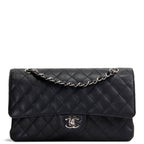 CH Classic Caviar Medium Double Flap - Black