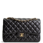 CH Lambskin Jumbo Double Flap - Black