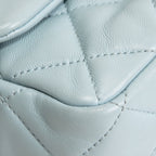 CH Lambskin Quilted Rectangular Mini Flap - Light Blue