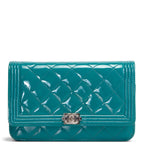 CH Patent Boy Wallet On Chain - Turquoise