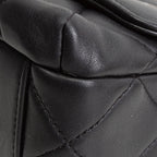 CH Pearl Logo Lambskin Flap Bag - Black