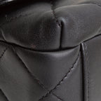 CH Pearl Logo Lambskin Flap Bag - Black