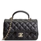 CH Quilted Lambskin Rectangular Flap Top Handle Mini - Black