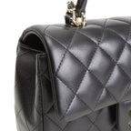 CH Quilted Lambskin Rectangular Flap Top Handle Mini - Black