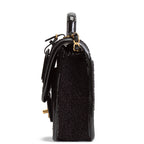 CH Tweed Top Handle School Memory Flap Bag - Black
