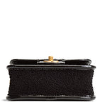 CH Tweed Top Handle School Memory Flap Bag - Black