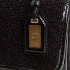 CH Tweed Top Handle School Memory Flap Bag - Black