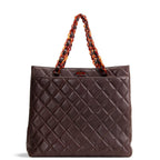 CH Vintage Lambskin Quilted CC Bakelite Turnlock Tote - Brown