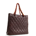 CH Vintage Lambskin Quilted CC Bakelite Turnlock Tote - Brown