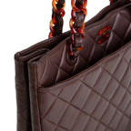 CH Vintage Lambskin Quilted CC Bakelite Turnlock Tote - Brown