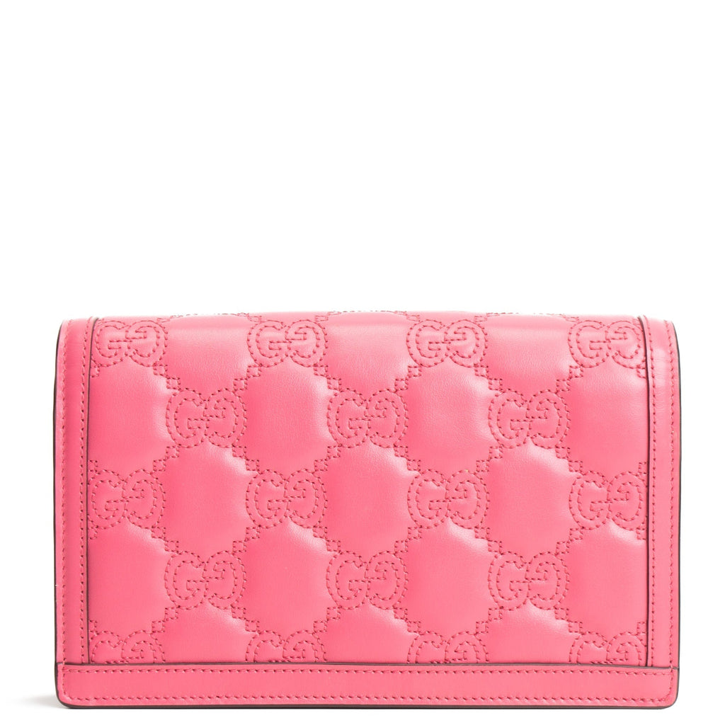 GU GG Matelasse Chain Wallet - Pink