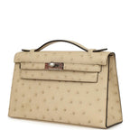 Kelly Pochette Parchemin Ostrich Palladium Hardware