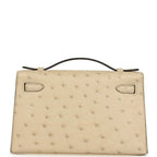 Kelly Pochette Parchemin Ostrich Palladium Hardware