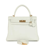 Kelly Retourne 28 White Clemence Gold Hardware