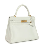 Kelly Retourne 28 White Clemence Gold Hardware