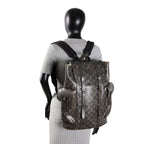 LV Christopher MM Brushed Monogram Eclipse Cowhide Backpack